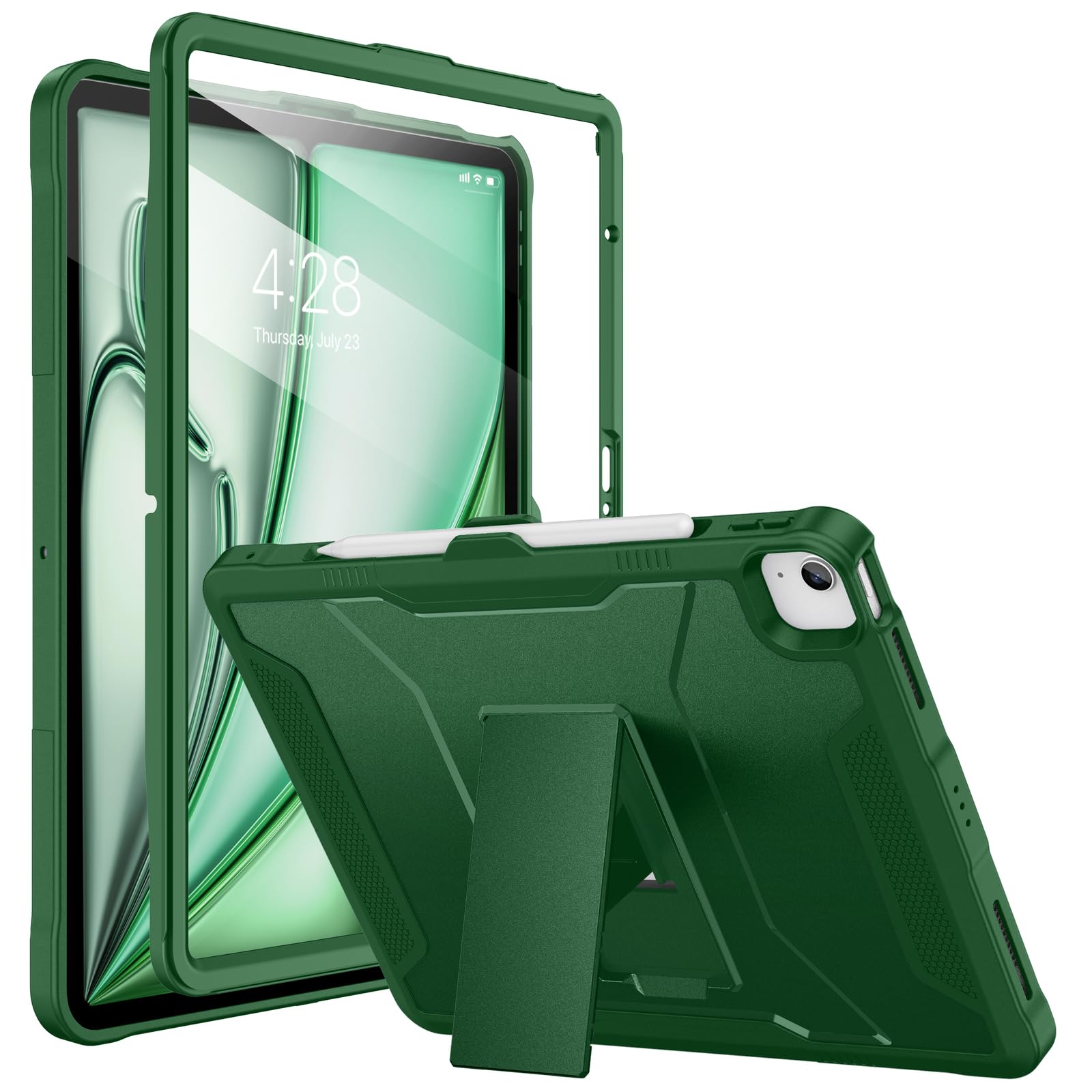 Soke Case for iPad Air 13-Inch M3 2025 & M2 2024,with Built-in Screen Protector and Kickstand, Rugged Full-Body Heavy Duty Protective Cover for Apple