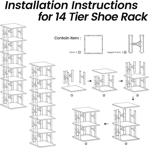 Miniatura 7 de KALYLOC Almacenamiento de zapatos para armario, organizador vertical de zapatos de plástico, estantes pequeños para zapatos de pie para entrada,