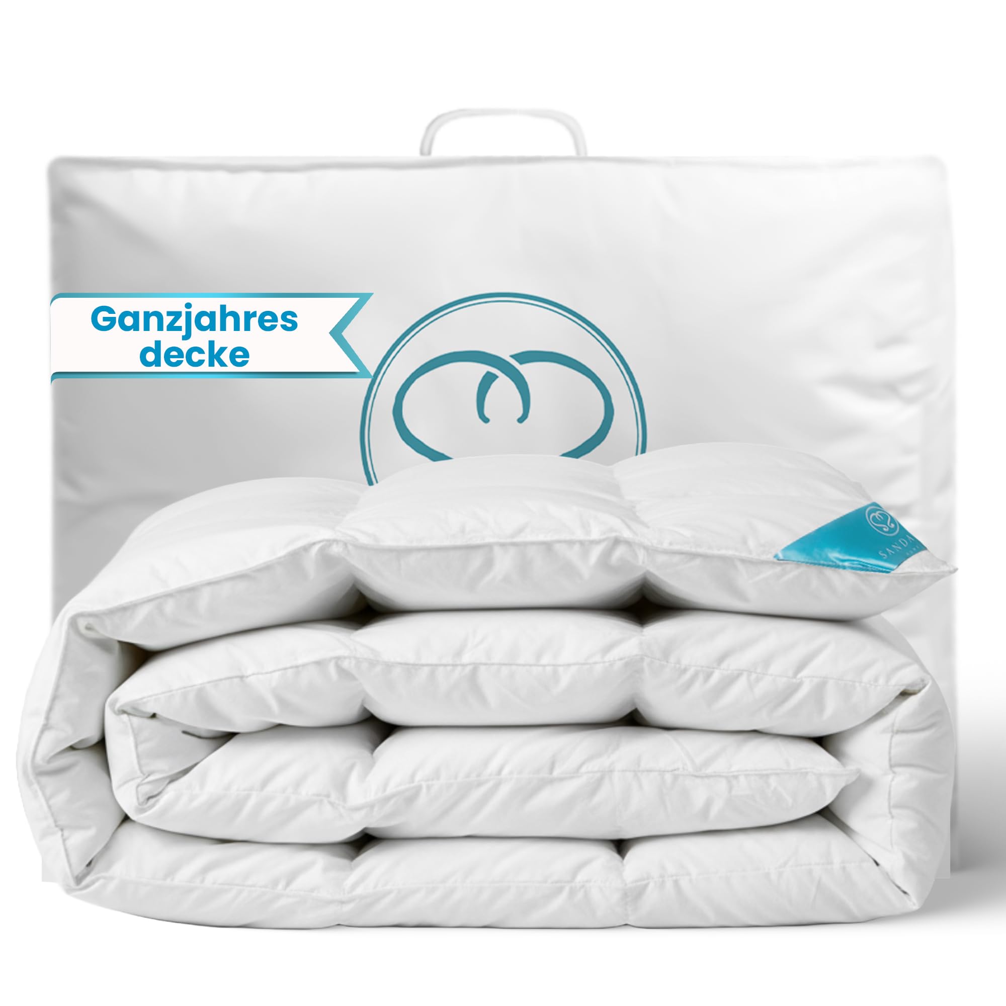 Bettdecke 155x220 | Medium Daunendecke, Ganzjahresdecke 155x220 | Bequeme Duvet| RDS Zertifiziert für Tierwohl, Allergiker | Ganzjahresdecke aus Reiner Baumwolle | 1400g & 100% Natur