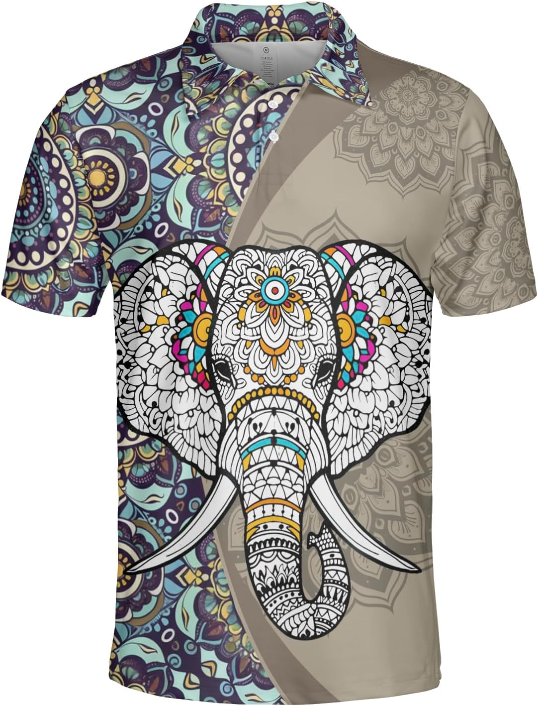 Mandala Golf Shirt Men Funny Golf Polos for Men Dry Fit- Animal Golf Polo Shirts Hawaiian Polo Golf Outfits (MP_PL_35)