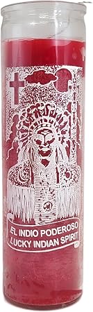 7 Day Candle Indian Spirit - Alleged Lucky Indian Spirit El Indio Poderoso Red Glass Jar Candle 3-Pack