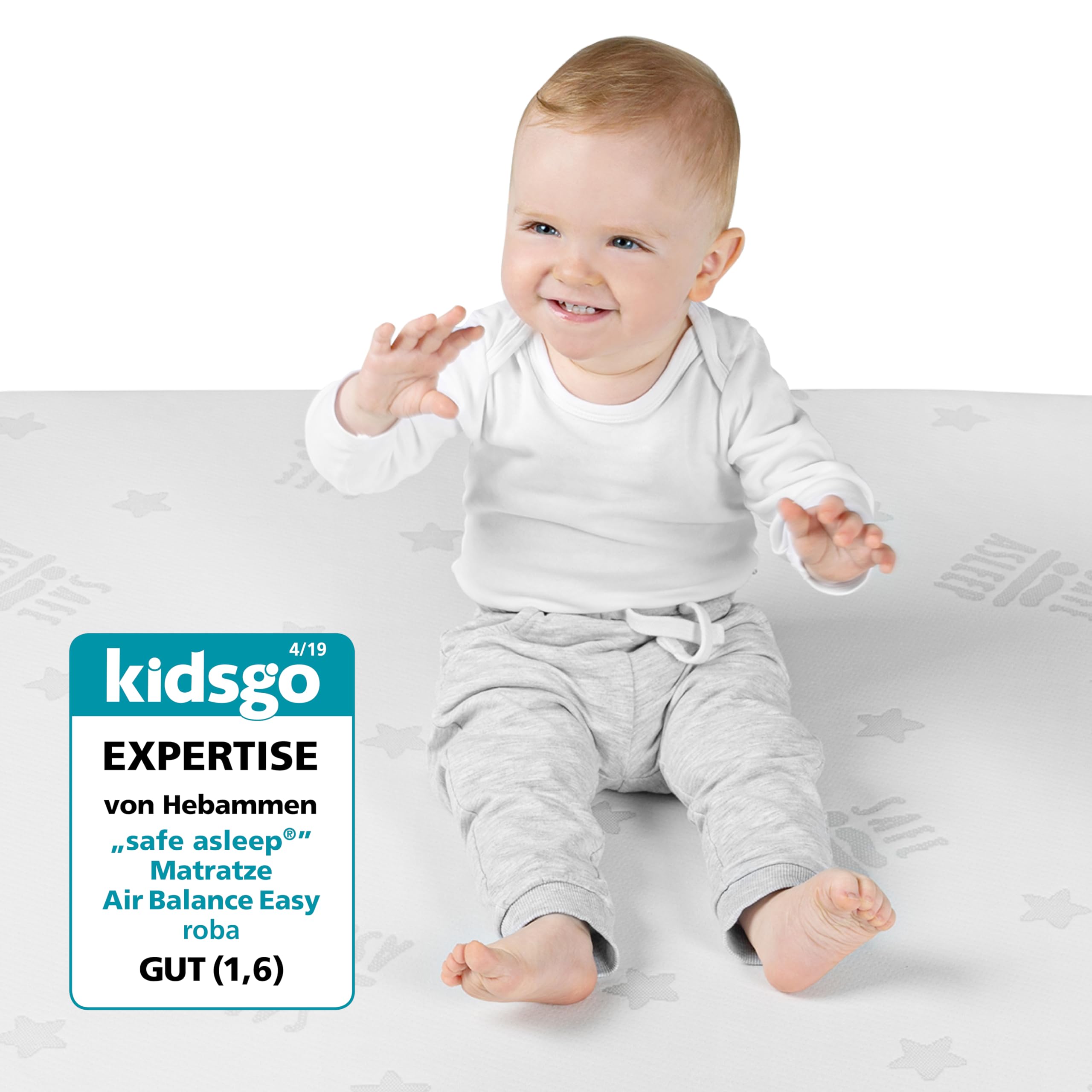 roba Kindermatratze 90 x 200 cm safe asleep® Comfort Air Roll Matratze für Kinderbetten mit Jacquard Bezug