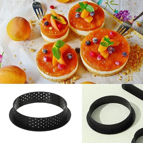Miniatura 9 de 8 anillos ovalados para tarta ovalada con parte inferior de tarta en torre, molde de fibra de carbono, antiadherente, perforado, para mousse, queso,