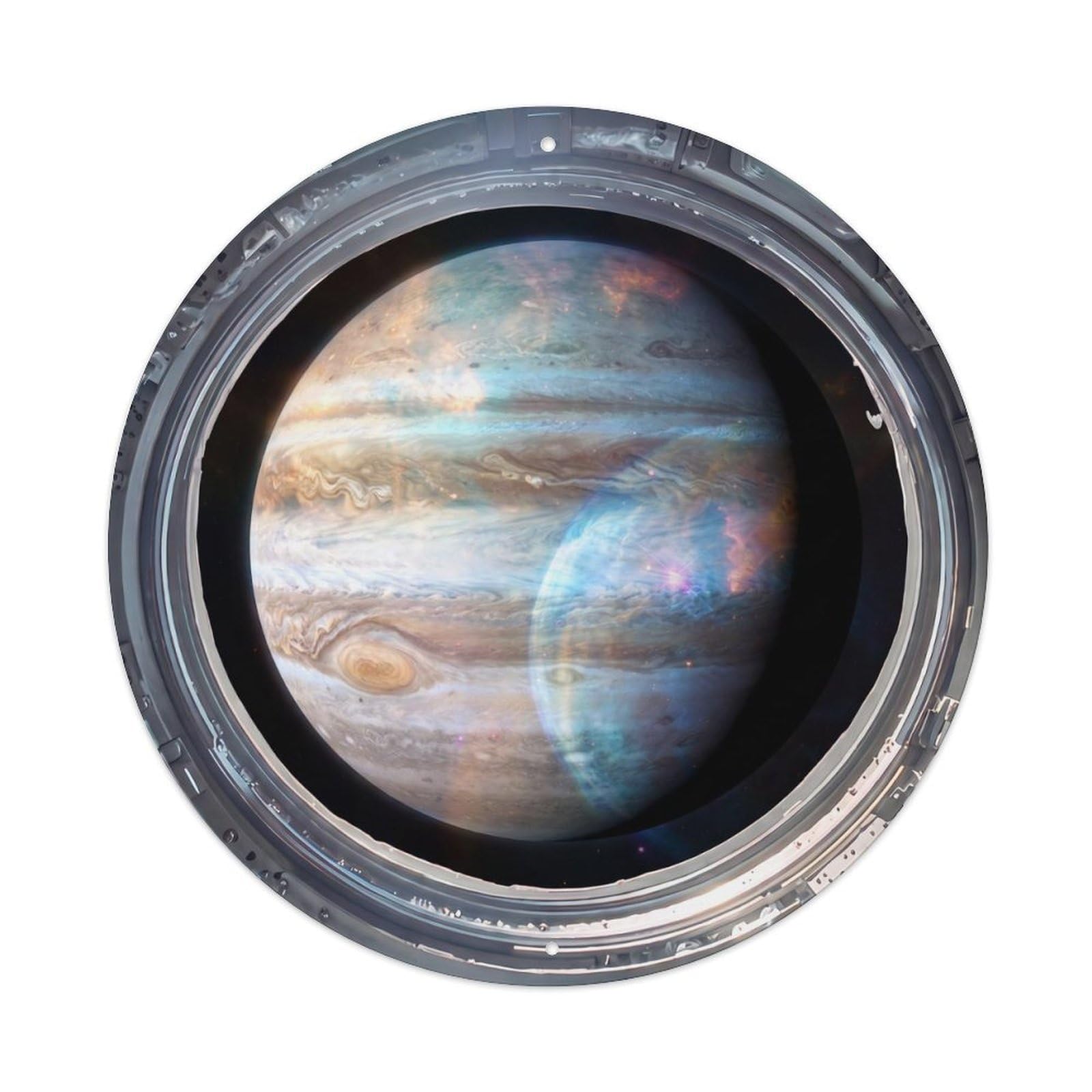 Metal Tin Sign Cloud Bands Gas Giant from Space Station