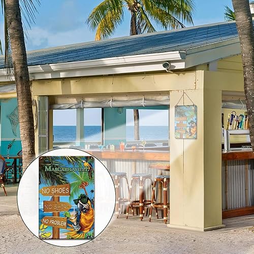 Miniatura 5 de Letrero de barra Tiki para decoración de loro, letreros de patio, accesorios de barra Tiki, decoración de bar, letrero de bienvenida de metal