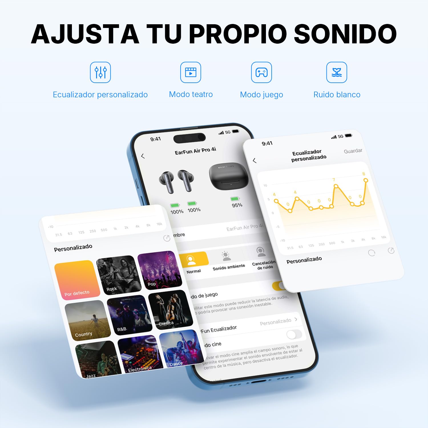 EarFun Air Pro 4i Auriculares Bluetooth con Cancelación de Ruido | Hi-Res Audio, Sonido de Alta Resolución LDAC, Doble Controlador, IA y 6 Mics, 40H, Conexión Multipunto, Carga Rápida, Negro