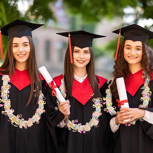 Miniatura 6 de Teling Kit de 60 tubos Lei para fiesta de graduación, 60 unidades, 2 rollos de cintas Leis, 600 piezas para regalos de fiesta de graduación (rojo,