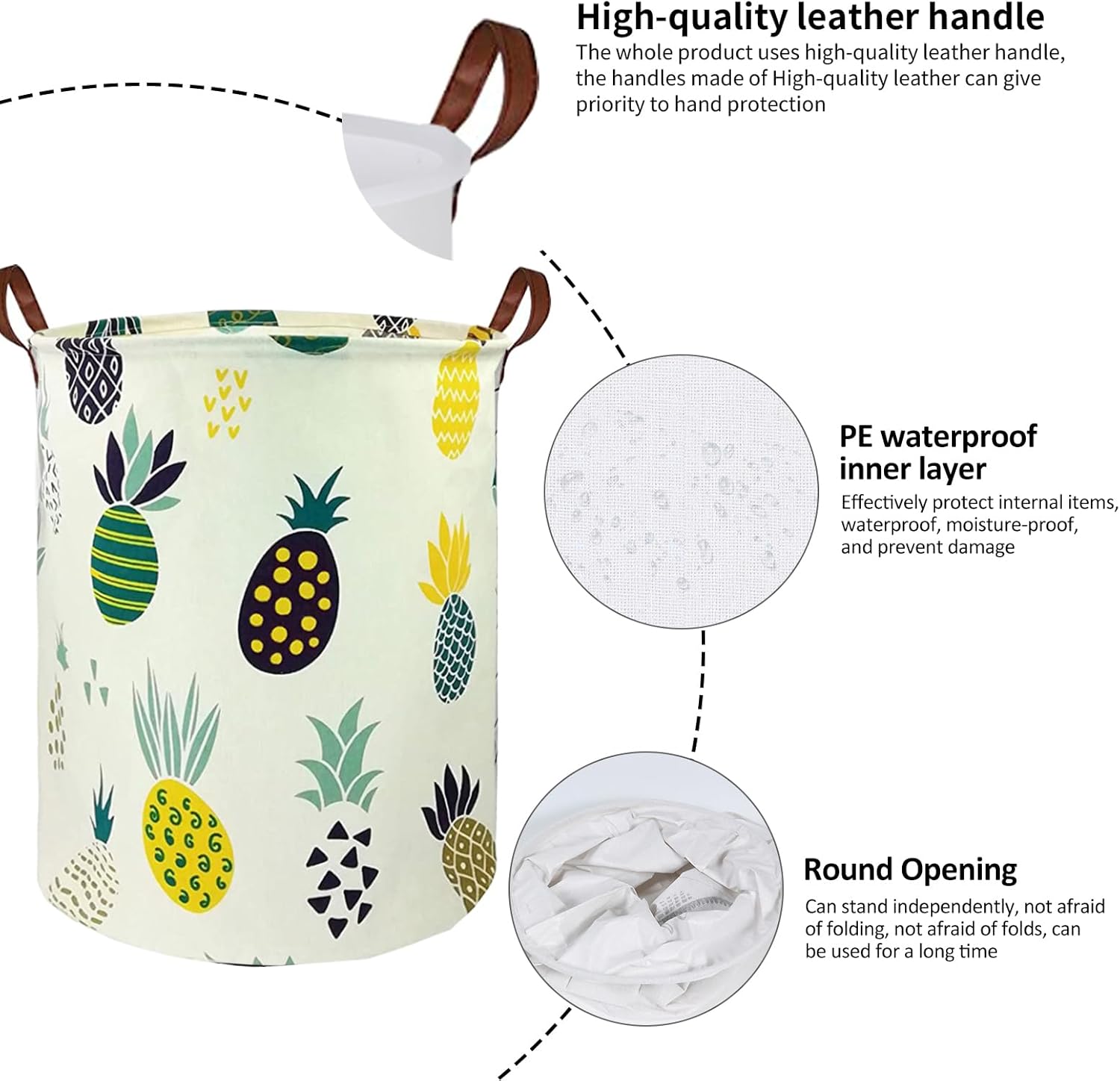Collapsible Laundry Basket in Bedroom Waterproof Laundry Hamper in Bathroom Large Laundry Bag in College Dormitory Cloakroom Livingroom Nursery Organizer Toy Bin