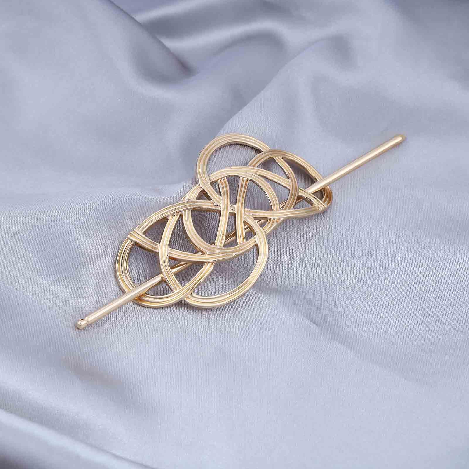 Gold Celtic Knot Hair Slide with Decorative Pin HHBEAUTY Vintage Viking Celtic Hair Clip, Gold Celtic Knot  main image 3