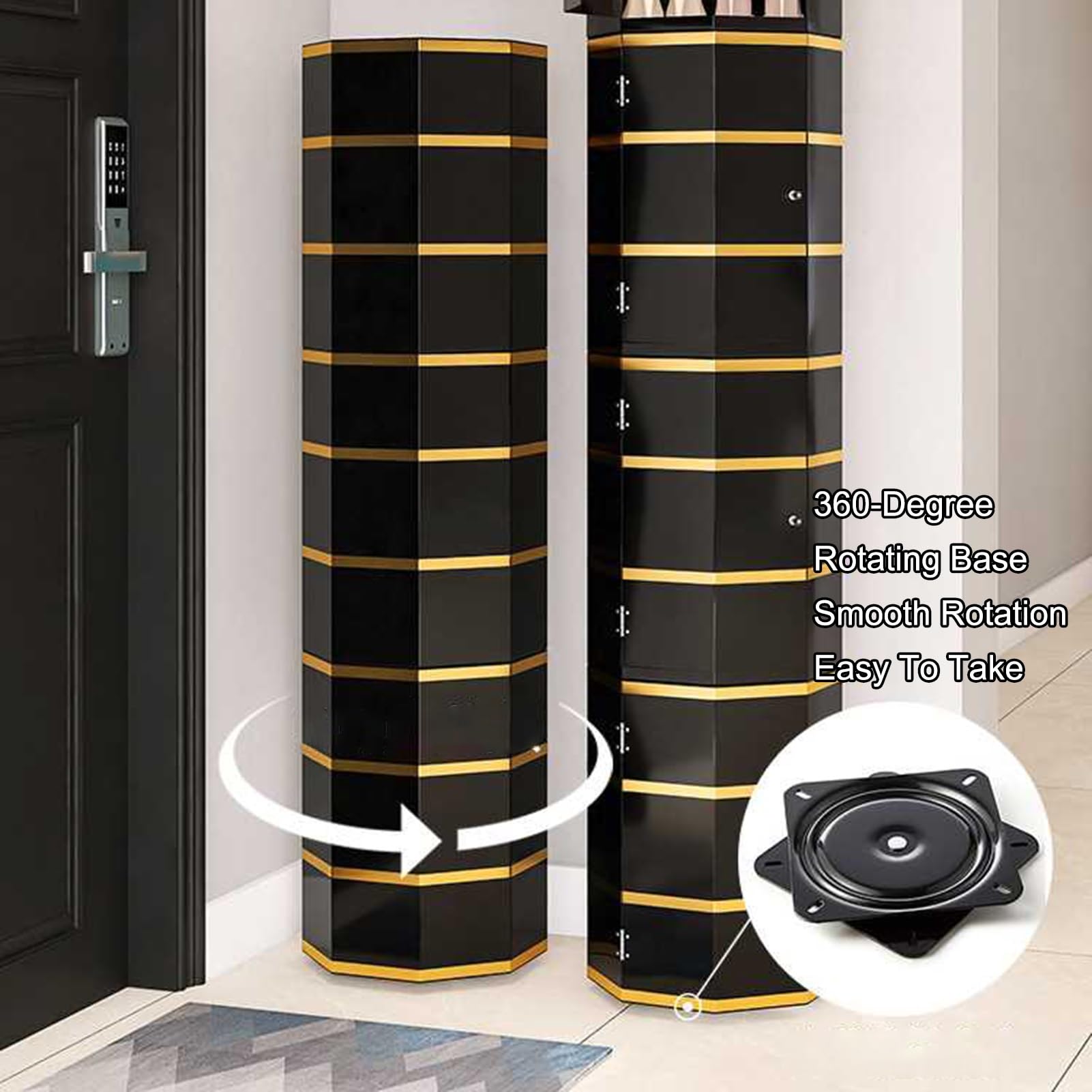 Obrotowy stojak na buty o 360 stopni, oszczędzający miejsce, wieża na buty do przedpokoju, salonu i sypialni (35 x 86 cm) – stylowe i funkcjonalne rozwiązanie do przechowywania obuwia