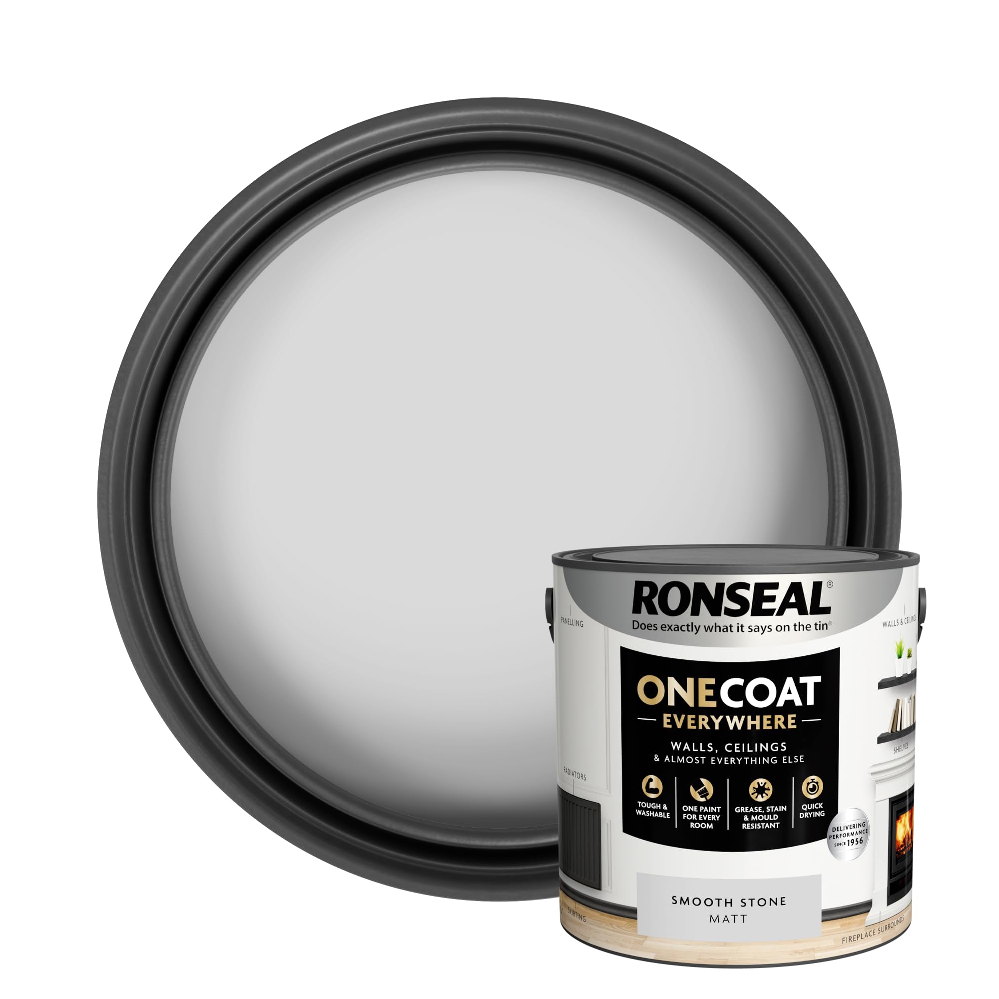 Ronseal Kcb.7015103.21304.76 One Coat Everywhere Interior Smooth Stone Matt 2.5 Litre Rslocessm25L from B&Q