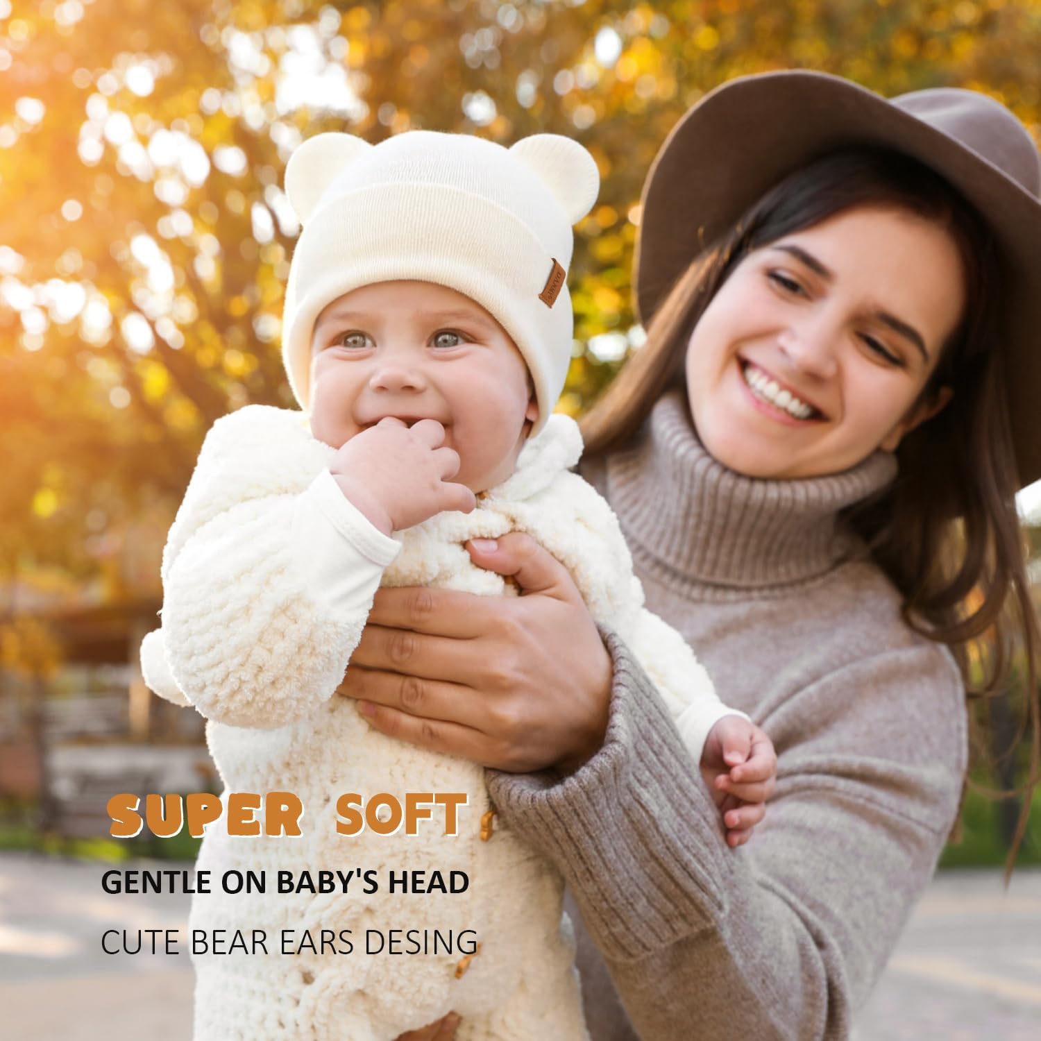 Baby Beanie Warm Winter Hat with Bear Ear for Infant Toddler Boys Girls Kids Soft Knitted Skull Cap - Image 2