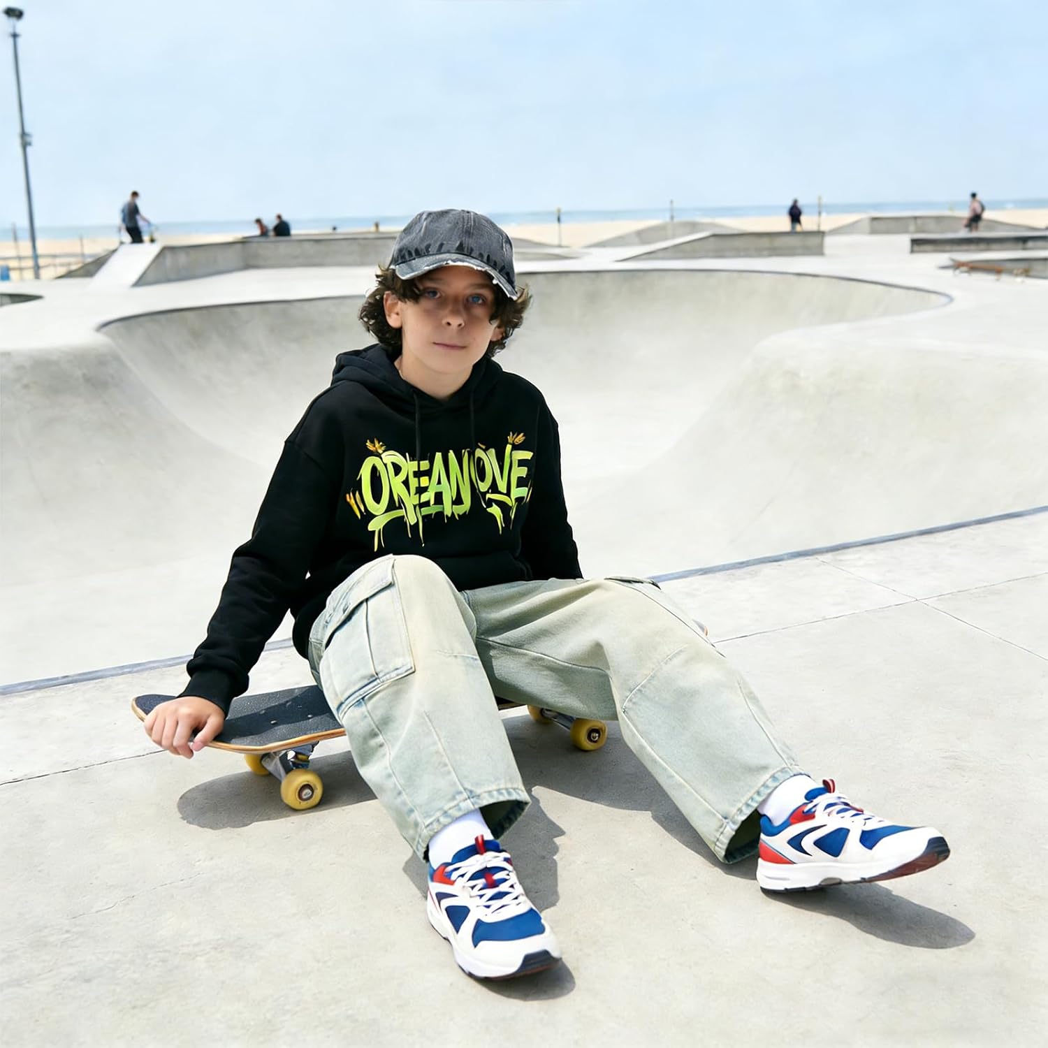 Boys Baggy Jeans Barrel Y2k Street Denim Cargo Pants, Loose Fit Elastic Waist Multi-Pockets Kids Size 8-12 - Image 7