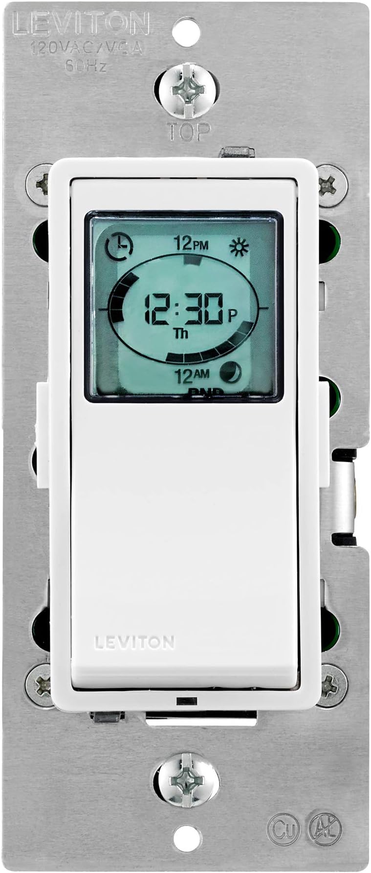 Decora Programmable and Astronomical Timer Switch for Lights and Motor Loads, Neutral Wire Required, Single Pole or 3-Way, VPT24-1PZ, White with Ivory and Light Almond Faceplates