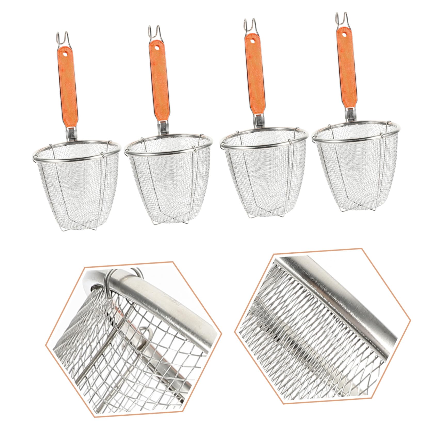 LABRIMP Colador de Acero Inoxidable para Fideos y Pasta con Mango de Madera de 14 Cm, Cesta Escurridora Resistente y Ligera, Utensilio de Cocina Adecuado para Cocción y Escurrido, Juego