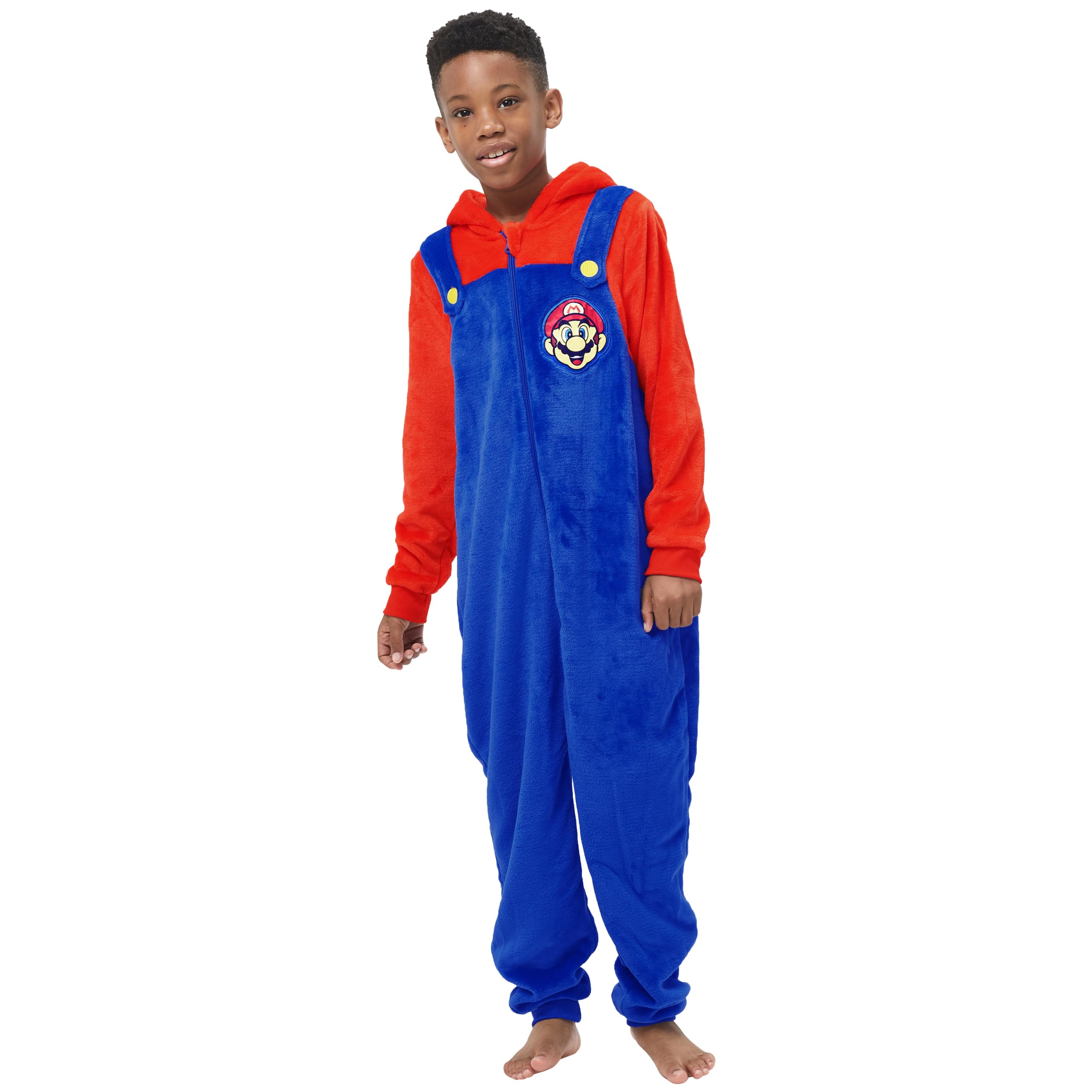 Super Mario Pigiama Intero Bambino | Onesie a Maniche Lunghe | Tuta Intera Pile Ragazzo