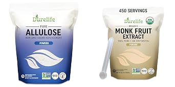 Durelife Organic 100% Pure Monk Fruit sweetener 5 oz and Durelife Allulose sweetener 1lb