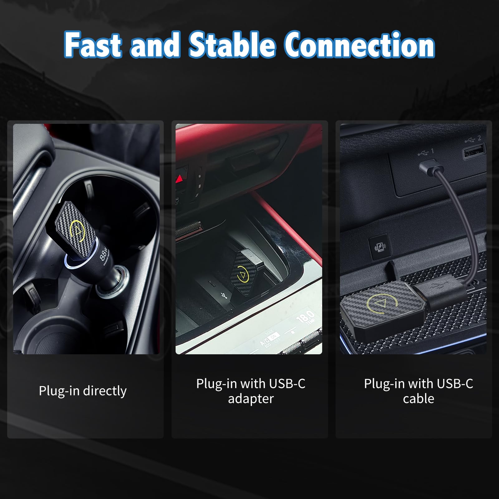 WEDETIAN Adattatore Carplay Wireless, Mini Car Play per Auto per iPhone, Car Play Dongle per Auto con USB A/C, Compatibile con auto dal 2016 e iPhone iOS 10+