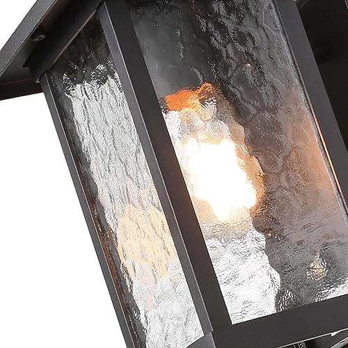 Miniatura 7 de LOG BARN Lámpara de pared negra para exteriores, moderna casa de campo, rectangular, para porche, montaje en pared al aire libre con vidrio ondulado