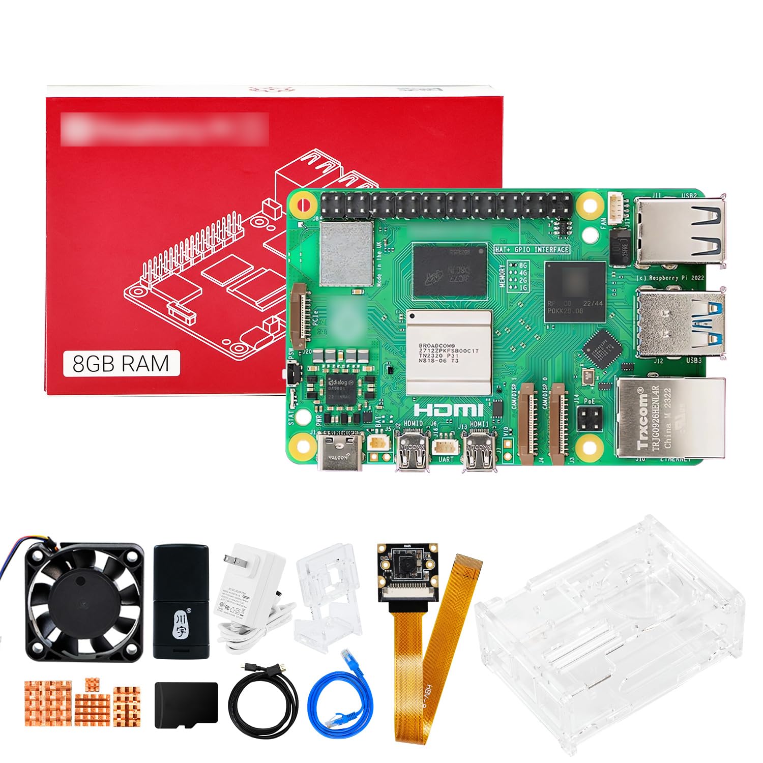 Yahboom Pi 5 4GB/8GB Starter Kit with 27W 5.1V/5A Power Adapter Heat Sink and Raspberry Case Provide Openclaw Deployment (Pi5 8GB, IMX219 Camera Kit)