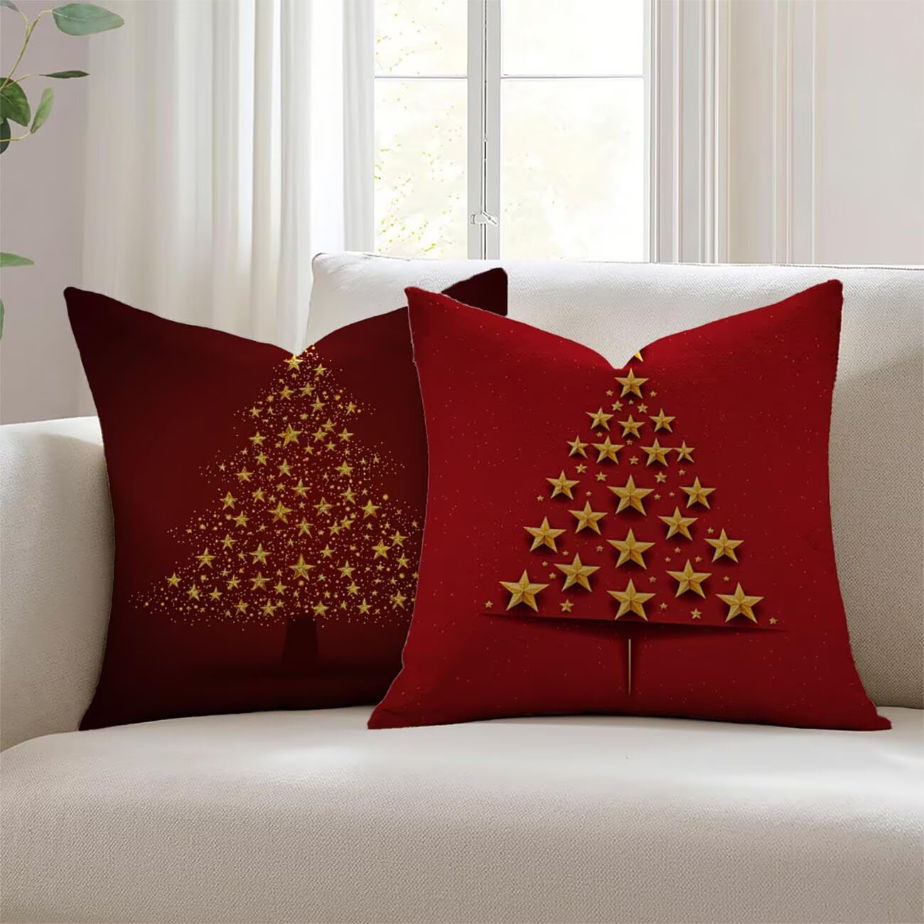 Housse de coussin Noël 50x50cm imperméable pour canapé et salon de jardin