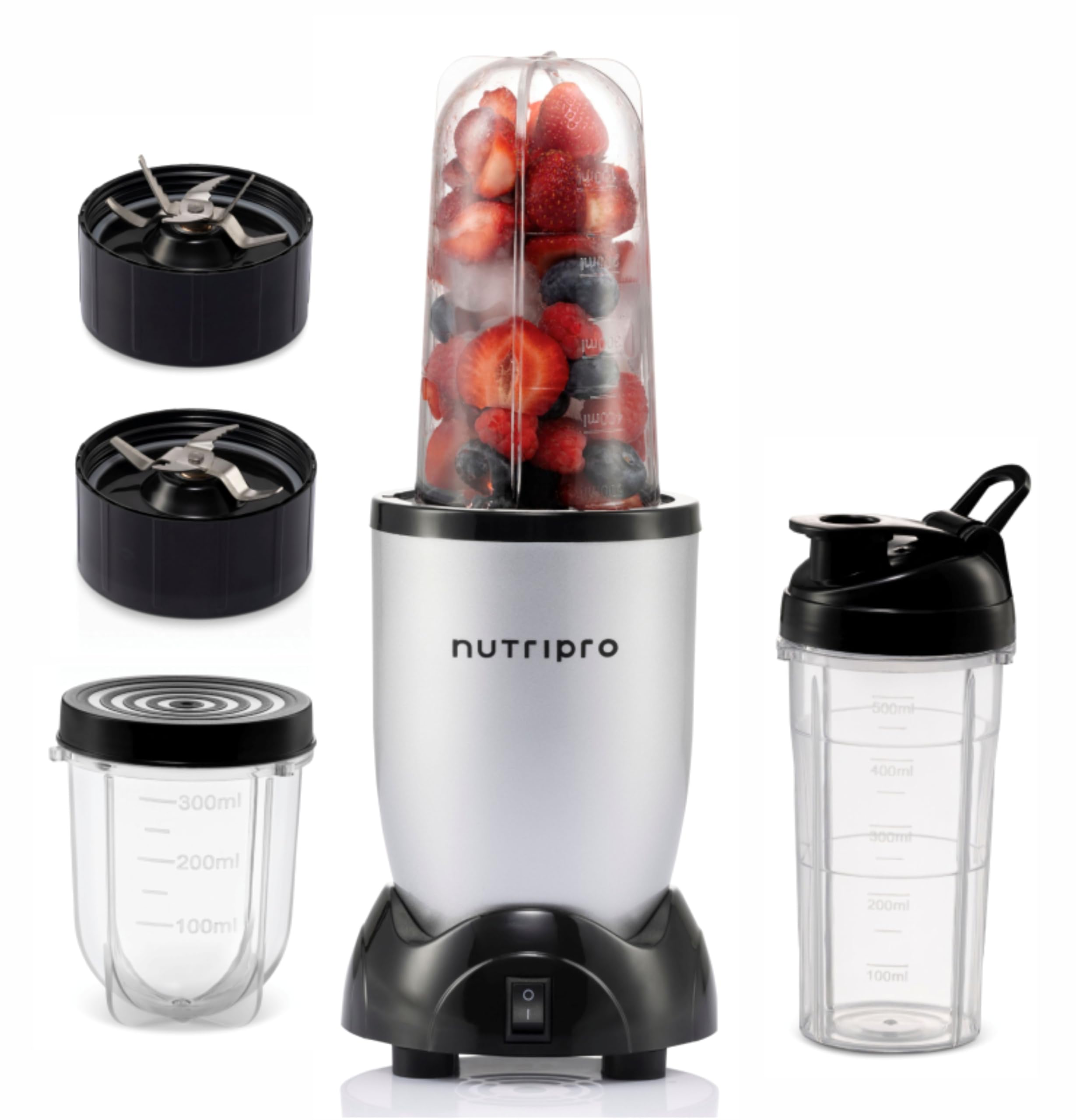 NutriPro Juicer Mixer Grinder Blender - Smoothie Maker - 500 Watts (Silver, 3 Jars)