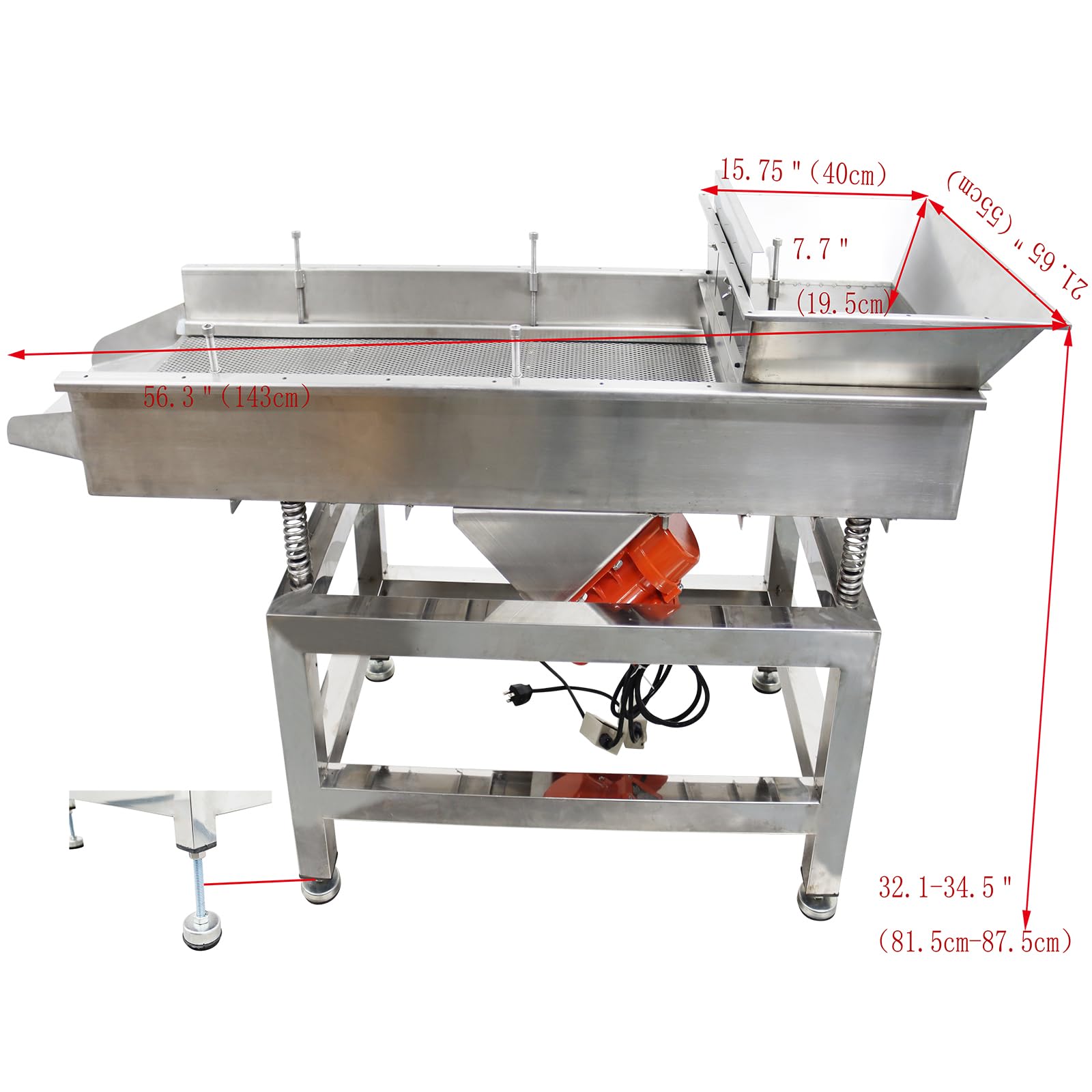 WYDDDARY Stainless Steel Linear Vibrating Screen Dual Motor Linear Sifter Machine (5mm Round Hole Mesh) 110V TB612