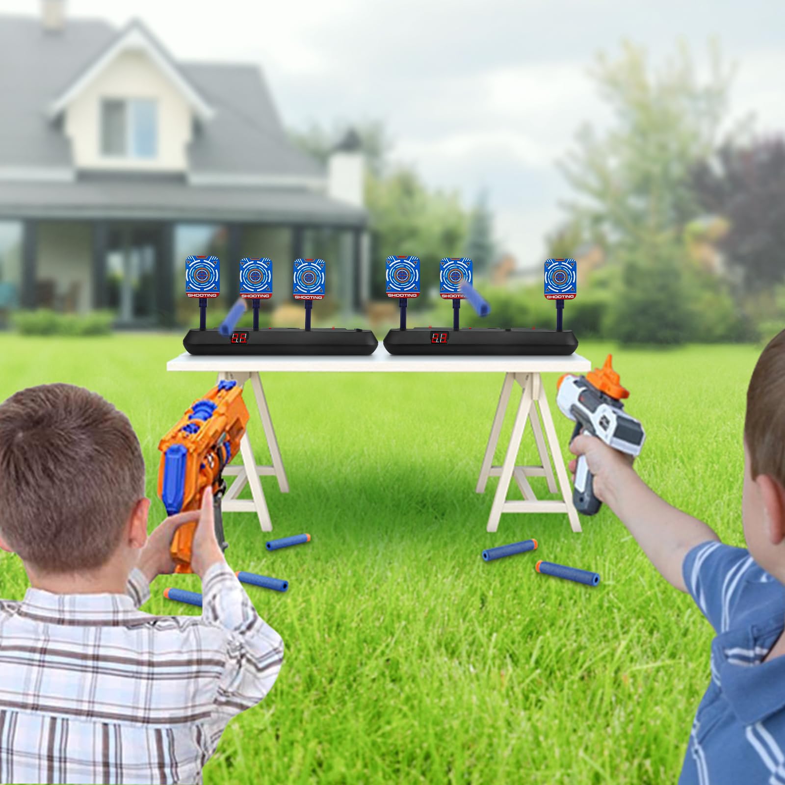 Tiro al Bersaglio Bambini, Bersaglio Nerf Elettronico con 20 Proiettili Freccette per Pistola Giocattolo Giochi Bambino 3 4 5 6 7 8 9 10 Anni Gioco Interno Esterno Regalo Bimbo Compleanno Natale