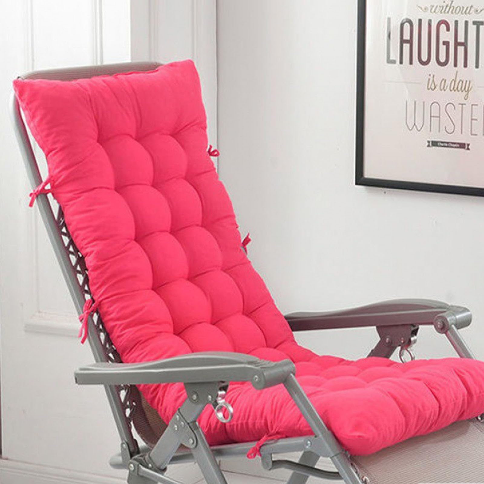 Coussin de jardin rose rouge 170x55 cm doux avec attaches pour canapé et transat