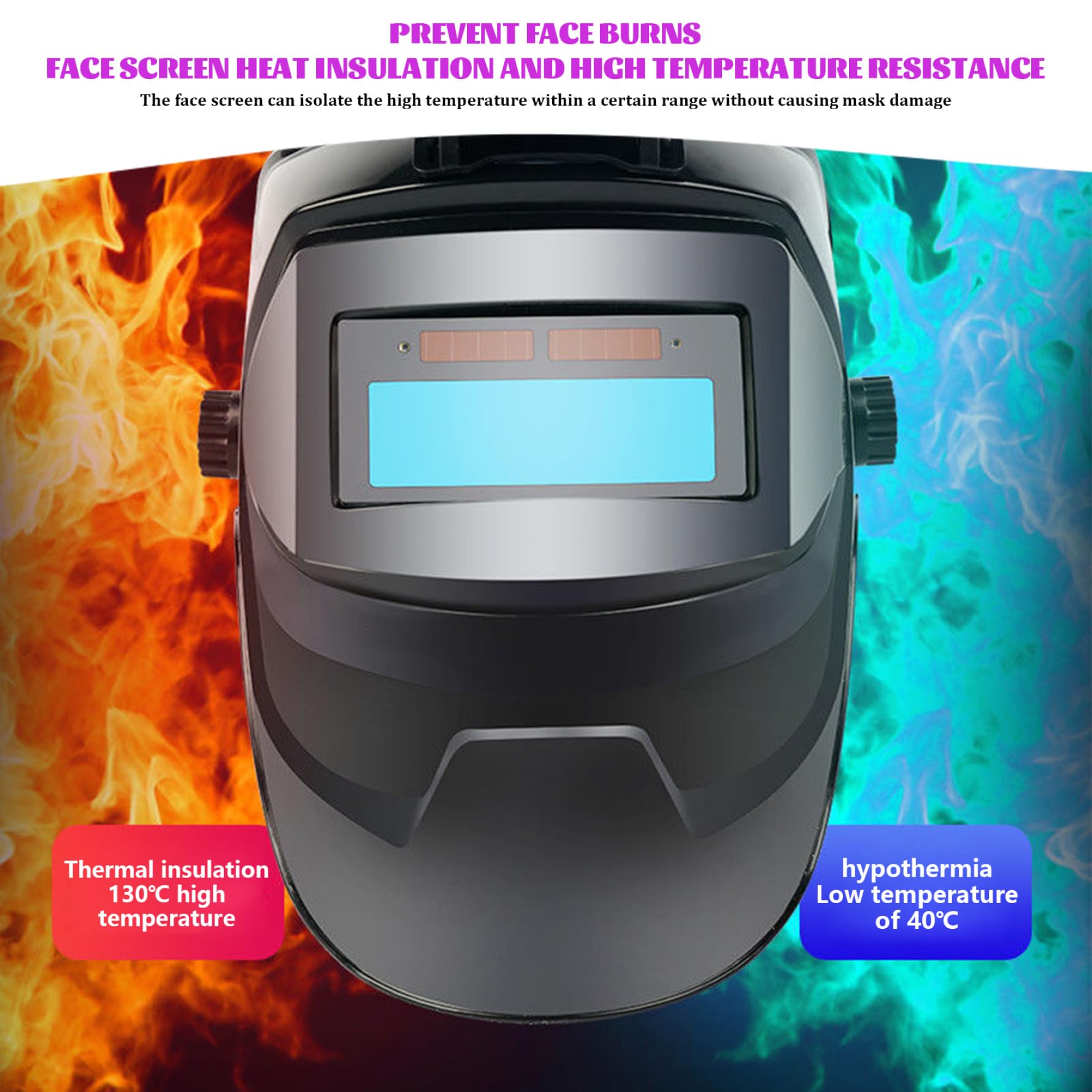 Casco de Soldadura con oscurecimiento automático, máscara de Soldadura LCD con energía Solar y Linterna Frontal, Capucha de Transpirable, Ajustable y Resistente al Calor con diseño Gira