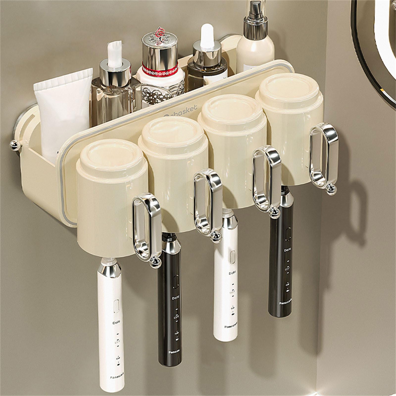 Portaspazzolino rimovibile con forti ventose, non forare gli organizzatori da bagno necessari per ambienti umidi, senza organizzatori per bagni