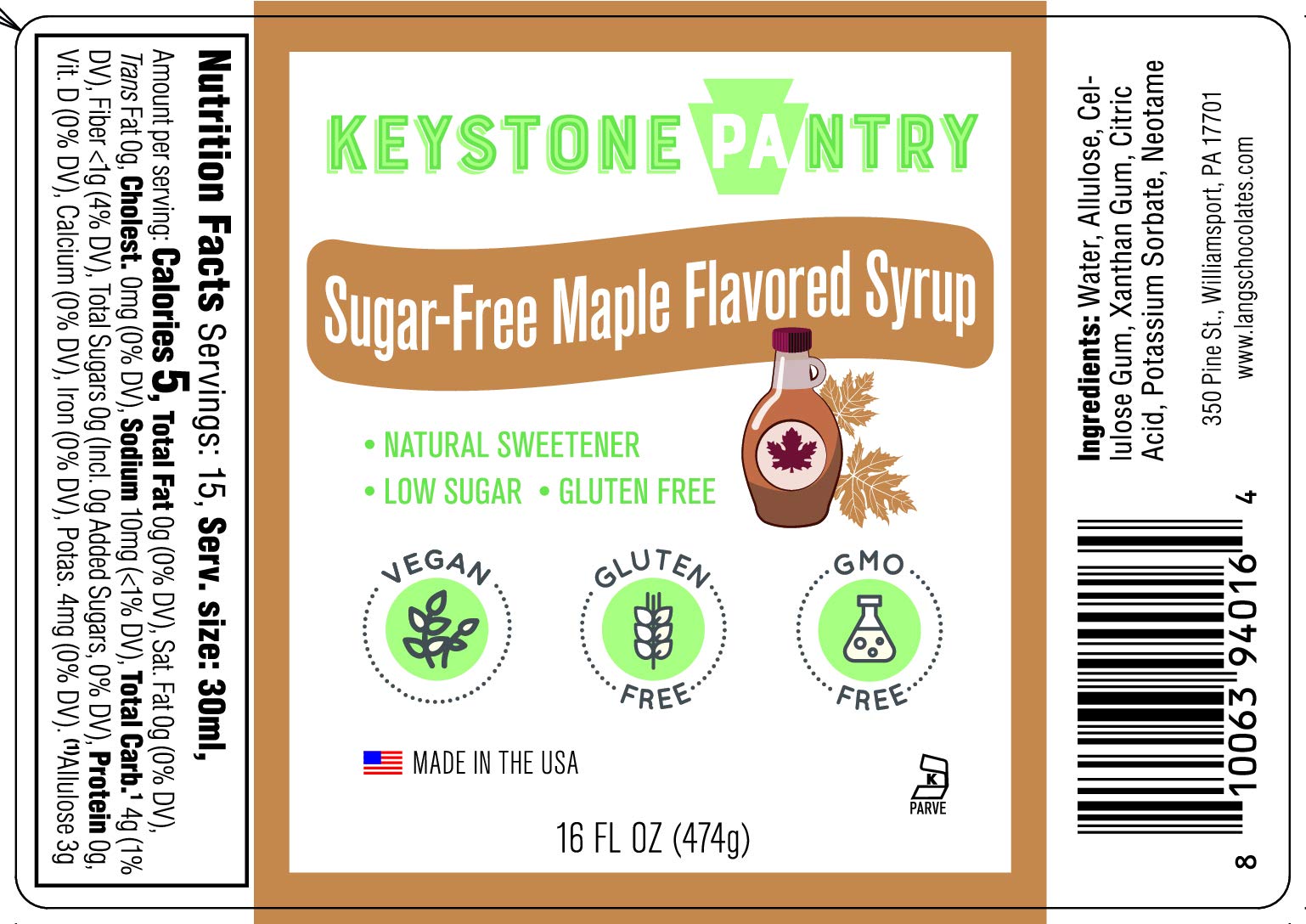 Buy Keystone Pantry SugarFree le Flavored 1 pint bottle Natural