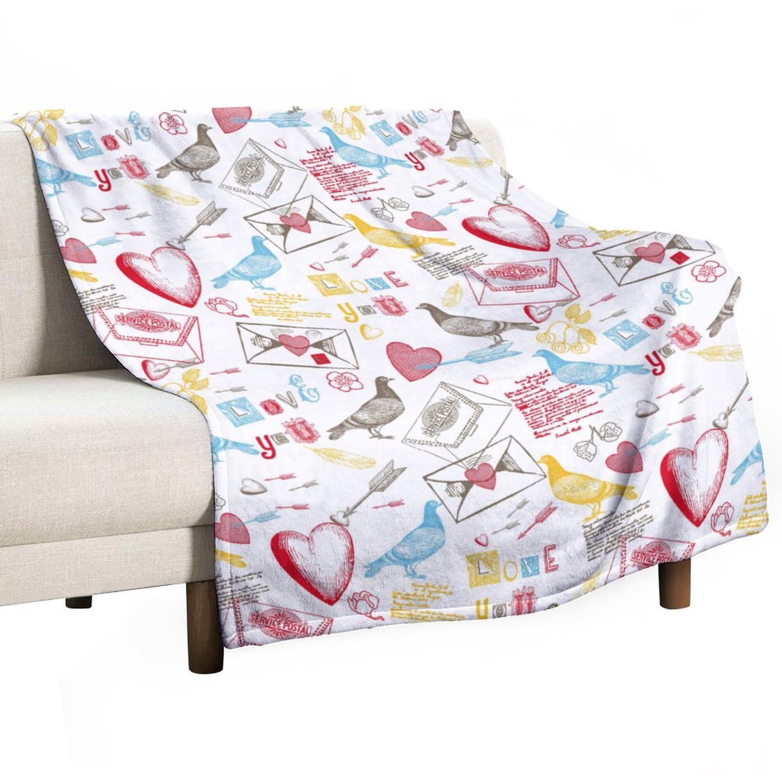 Homeoanimal Pigeon Print Throw Blanket 80 x 100 cm, Lightweight Flannel Blanket, Cozy Microfiber Blankets for Couch Sofa Bedroom Decorative