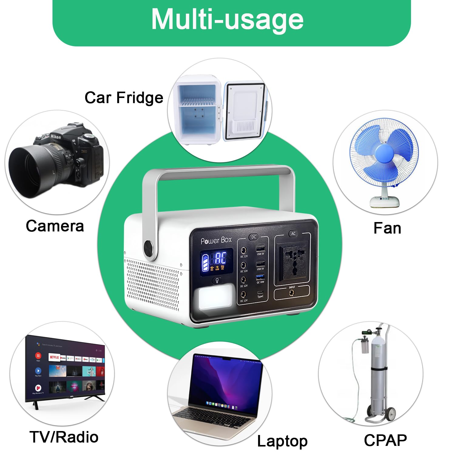 GIGAWATTS T200 222Wh Portable Power Station 200W AC USB & Type C 