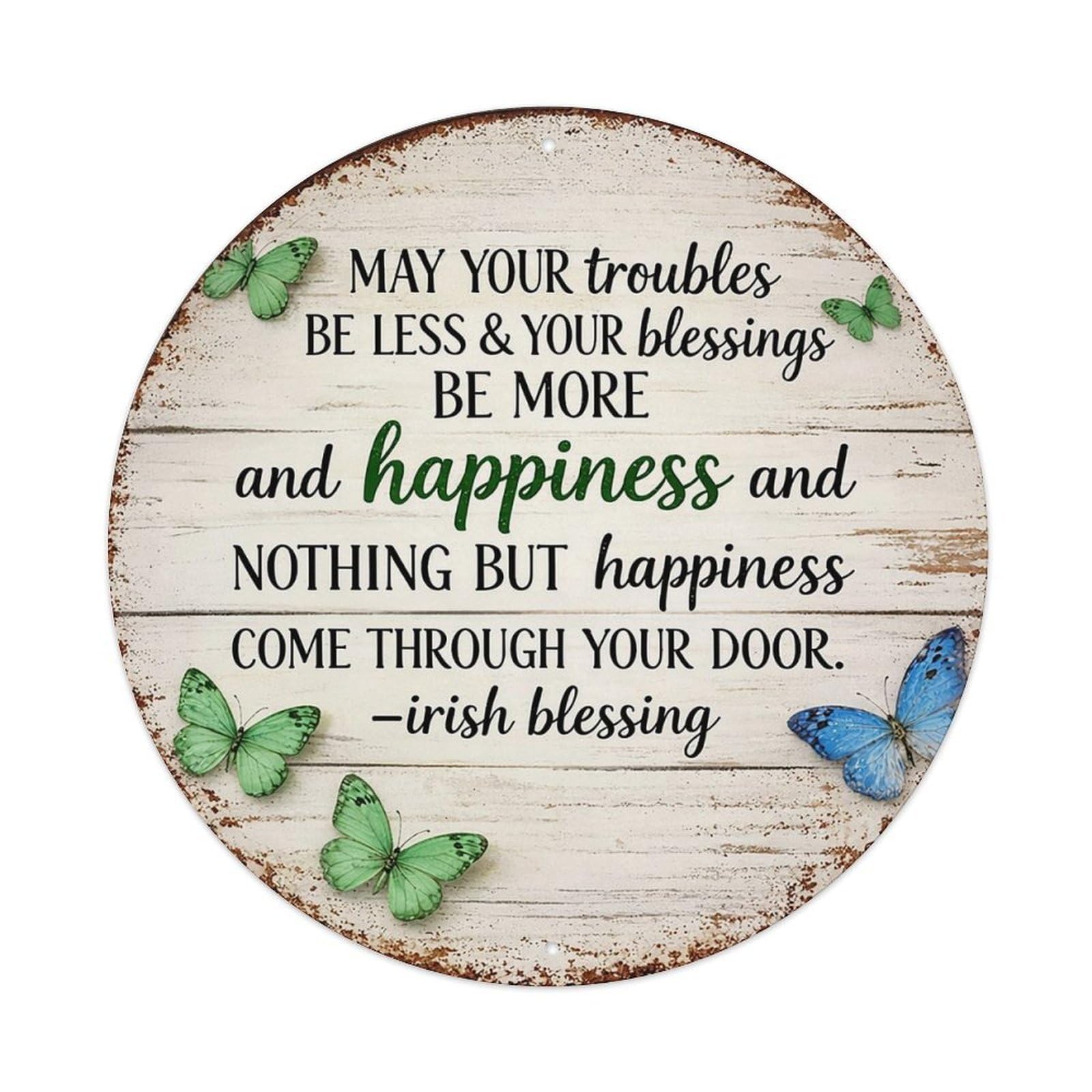 Irish Blessing Butterfly Wood Sign Tin Sign Metal Poster Vintage Metal Signs for Home Man Cave Bar Cafe Kitchen laundry room Wall Decorations 8x8 inches