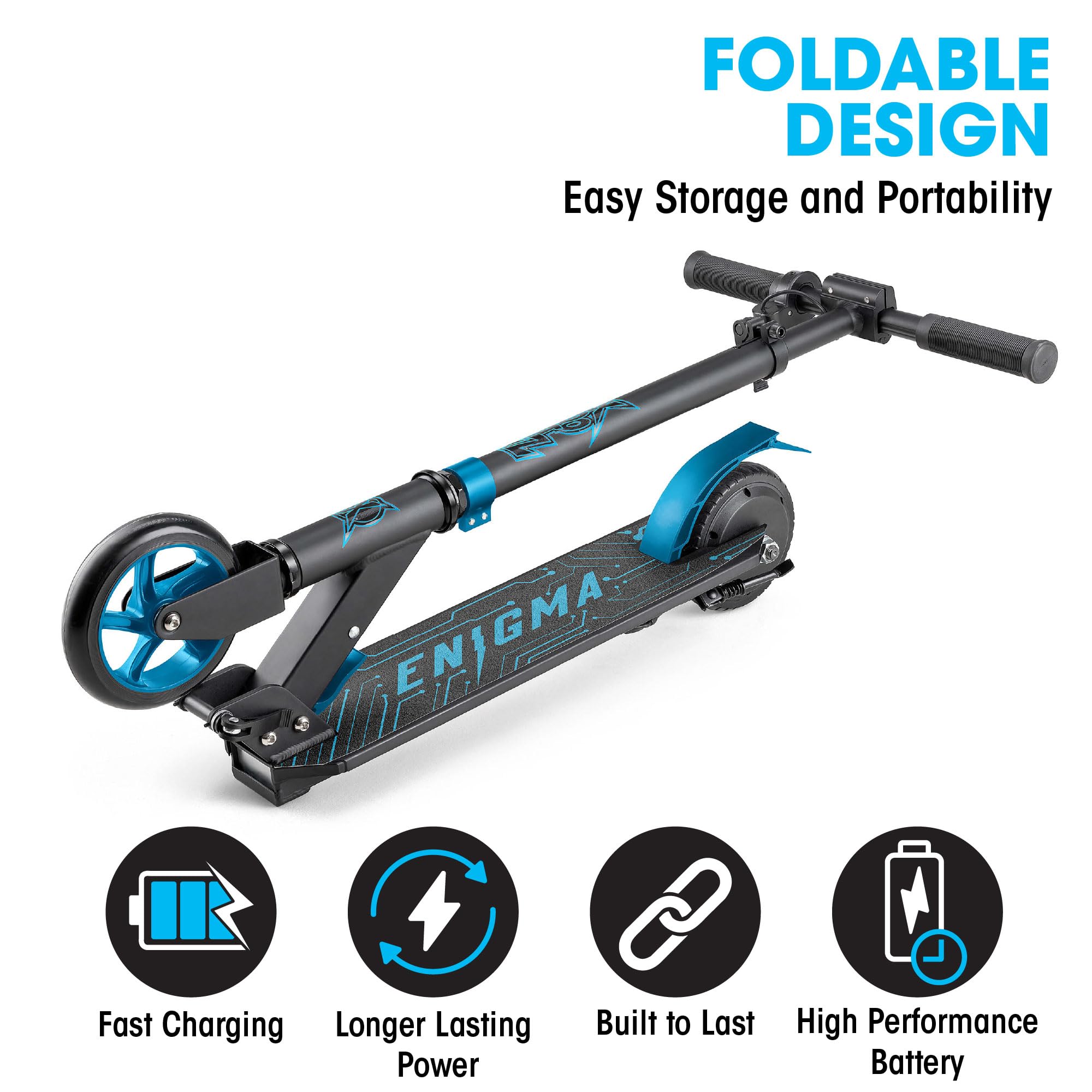 Xootz Kids' Elements Electric Foldable Scooter, LED Light Up Wheel and Collapsible Handlebars