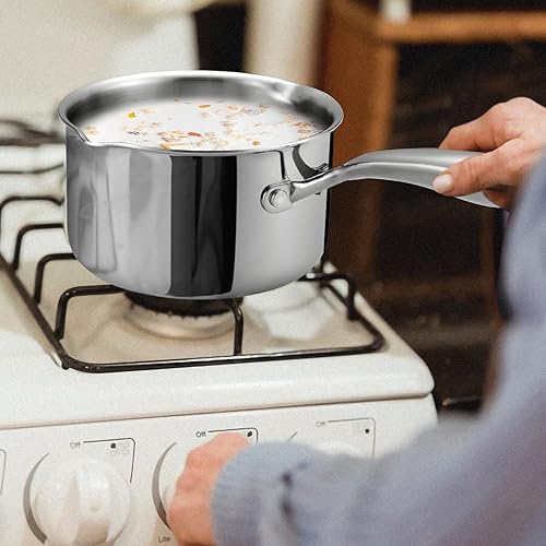 Miniatura 2 de Cacerola de acero inoxidable de tres capas con cesta de vapor y tapa de vidrio colante, resistente, base gruesa, resistente al óxido, libre de