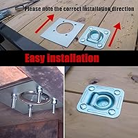 Vista 10 de Black 4Pack X Recessed Tie Down D-Rings Anchor, 6,000 lb. Capacity, with Backing Support Plates, for Flatbed Trailer/Truck, Great for Securing