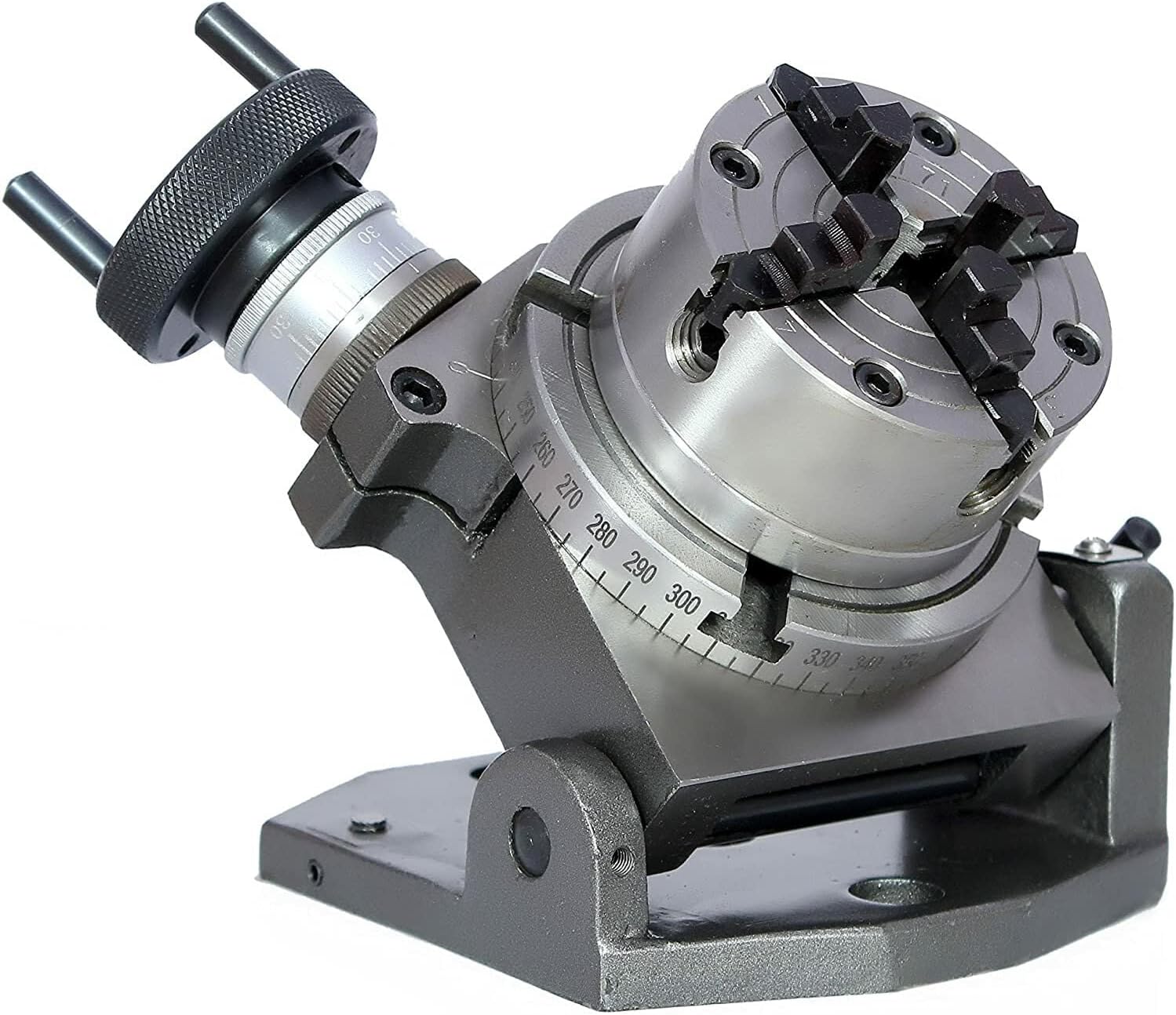 TILTING ROTARY TABLE 4"INCH/100mm WITH 100MM 4JAW SELF CENTER CHUCK & BACKPLATE-Amz988