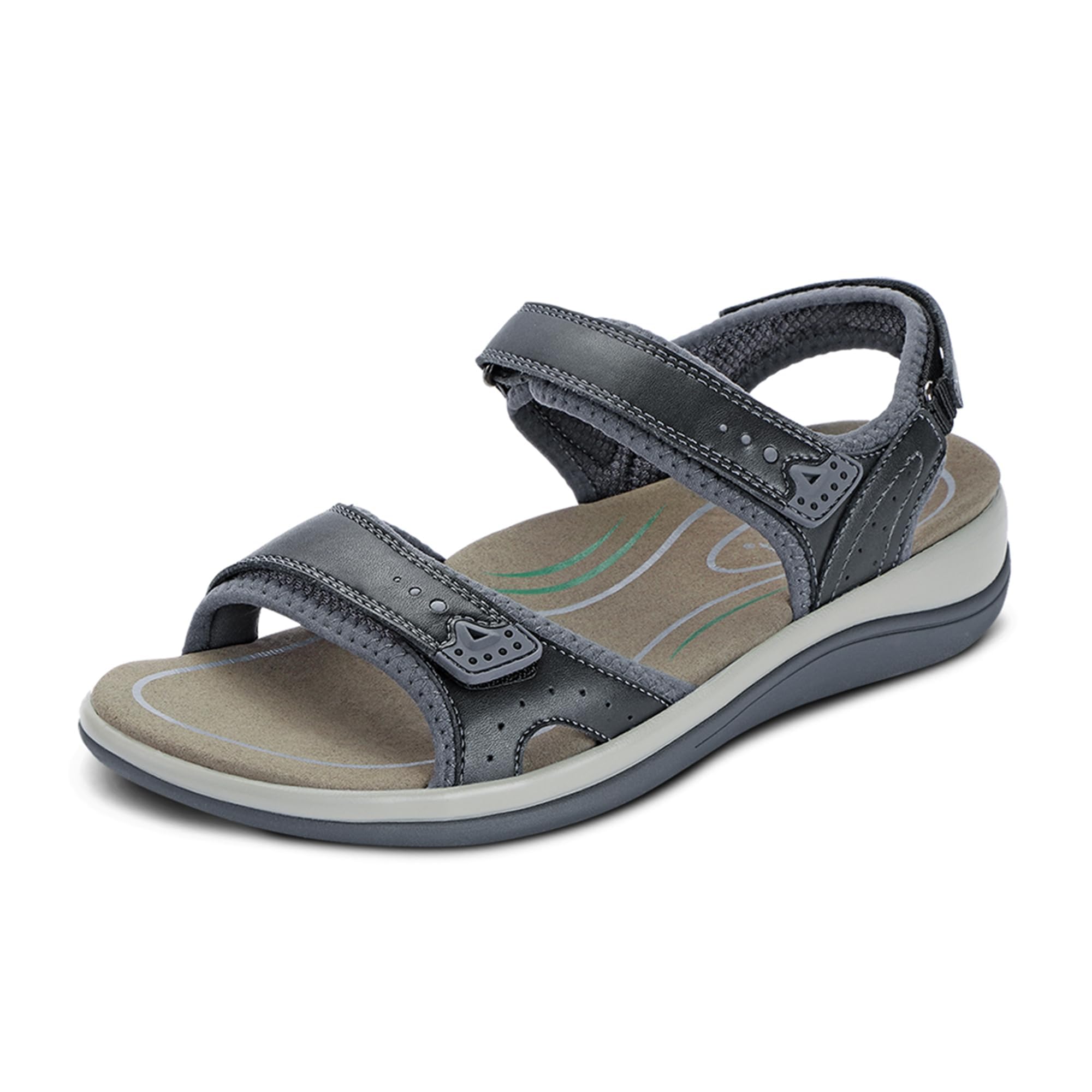 Orthofeet Women's Orthopedic Leather Malibu Adjustable Sandals