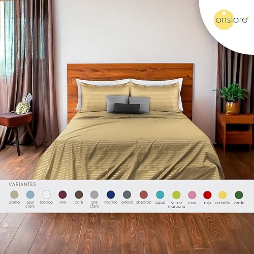 Miniatura 4 de Juego de sábanas de tamaño matrimonial de 4 piezas suave al tacto de 2500 hilos (tamaño matrimonial, arena)