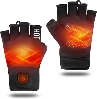 uncn Heated Gloves Fingerless for Women Man Work Touchscreen Gloves for Winter Cold Weather Rechargeable Electric