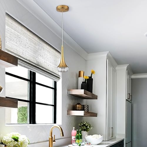 Miniatura 3 de Moderna lámpara colgante de cristal con flores G9, lámpara colgante dorada para isla de cocina para sala de estar, dormitorio, baño, entrada,