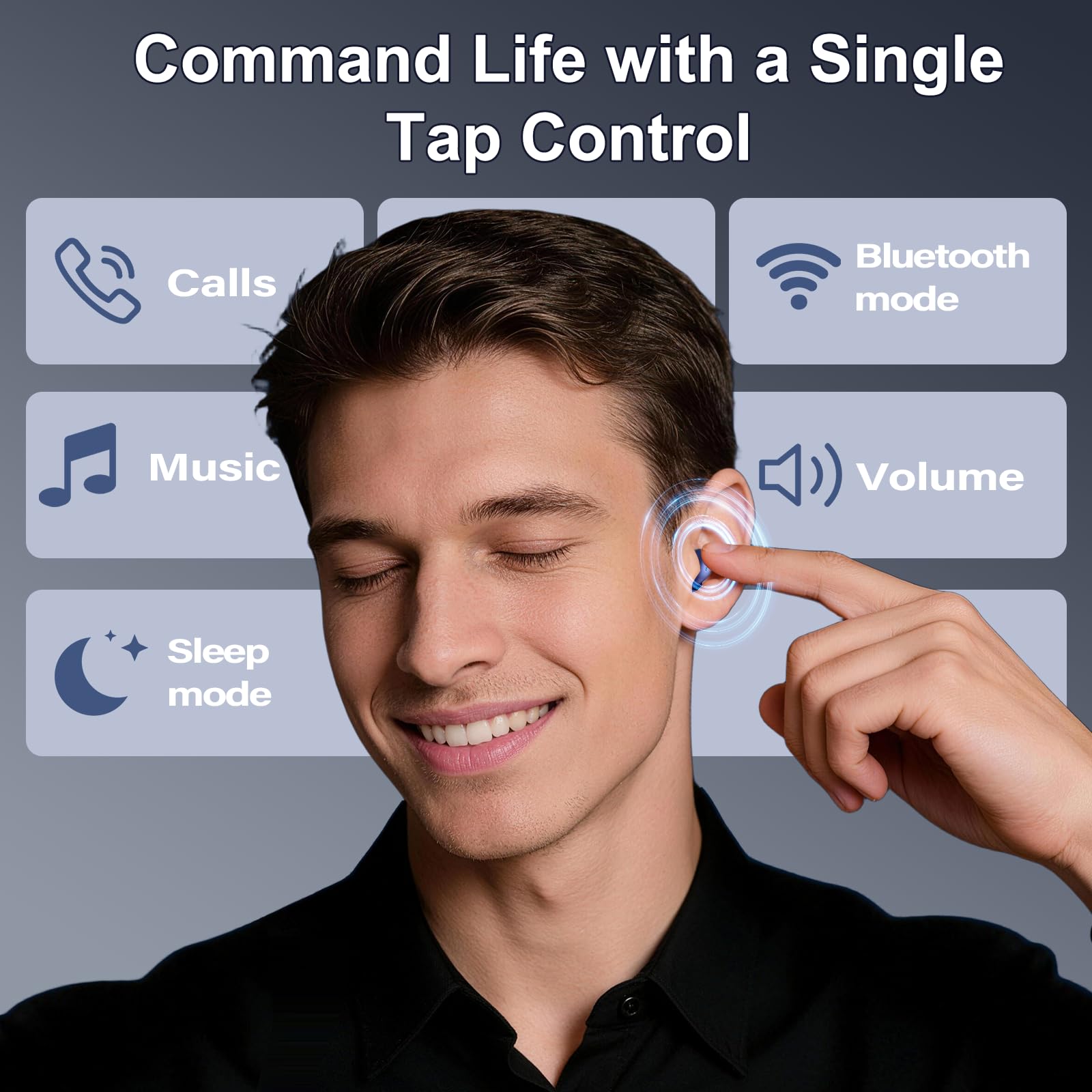 Mini Auriculares para Dormir Bluetooth 6.0 y aplicación, Ruido Blanco Integrado para Dormir, Azul