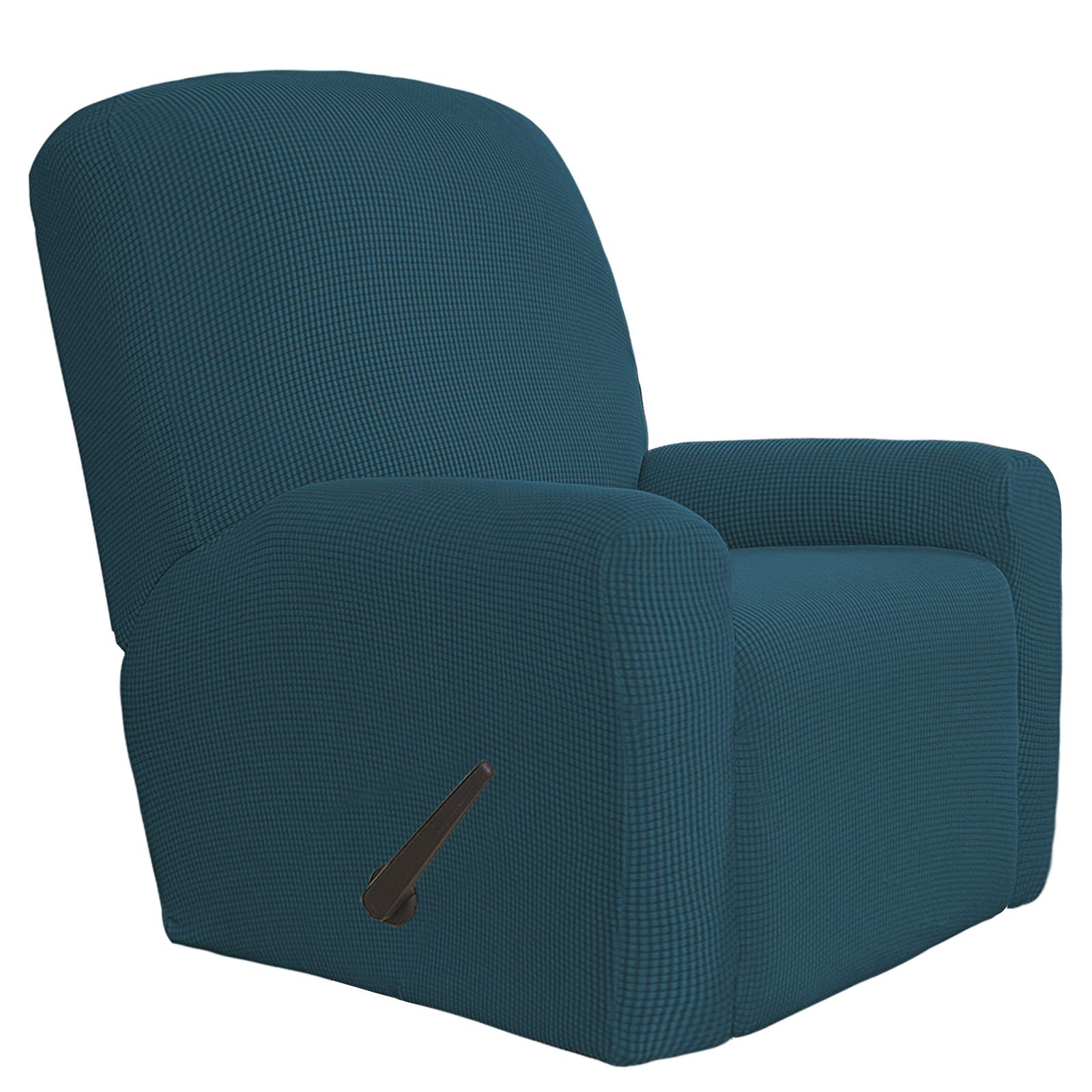 Easy-Going 4 Pieces Oversized Recliner Stretch Sofa Slipcover Sofa Cover Furniture Protector Couch Soft with Elastic Bottom Polyester Spandex Jacquard Fabric Small Checks DeepTeal,X-Large