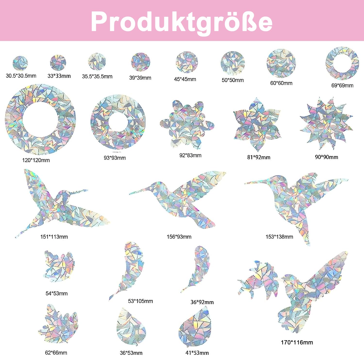 Antikollisionsaufkleber Für Vögel – Transparent, UV-reflektierend, Wiederverwendbar, Für Fenster & Glastüren