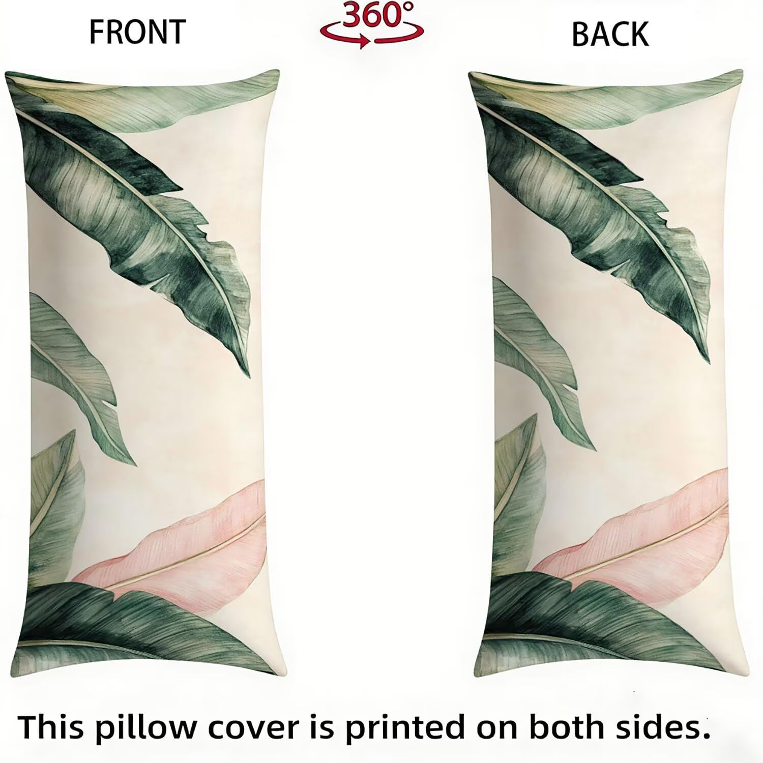 Funda de Almohada 180 cm Verde Protector Almohada 60x180cm Suave Terciopelo Funda Cojin, Hoja Long Pillow Case Transpirable, con Cierre de Cremallera Lateral Cushion Covers para Dormir de Lado bz-835