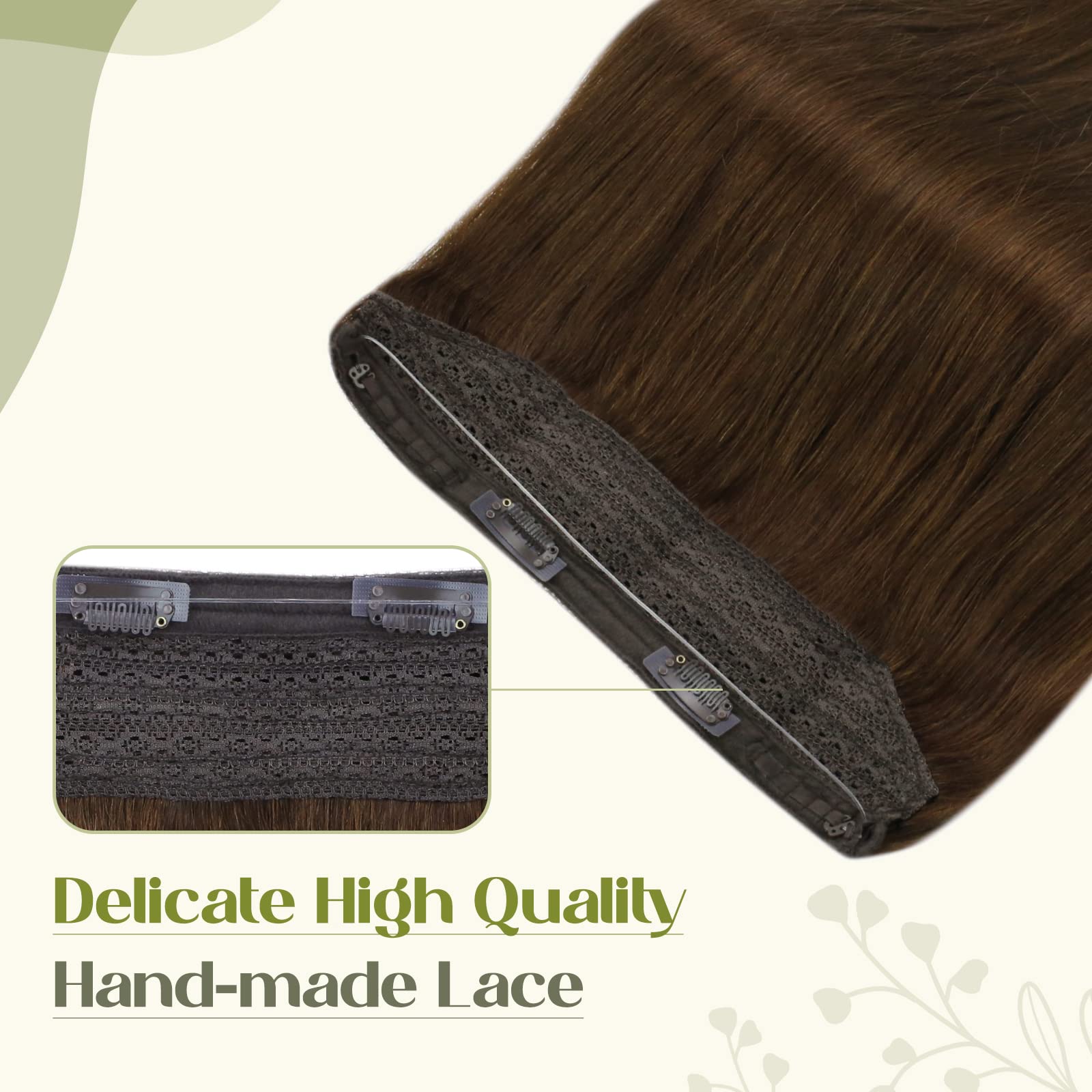 Fshine Filo Invisibile Per Extension 40CM 80g Extension Castano Cioccolato Capelli Colore 4 Extension Lisci Capelli Invisibile Fascia Unica Extension Wire Hair Extensions Human Hair