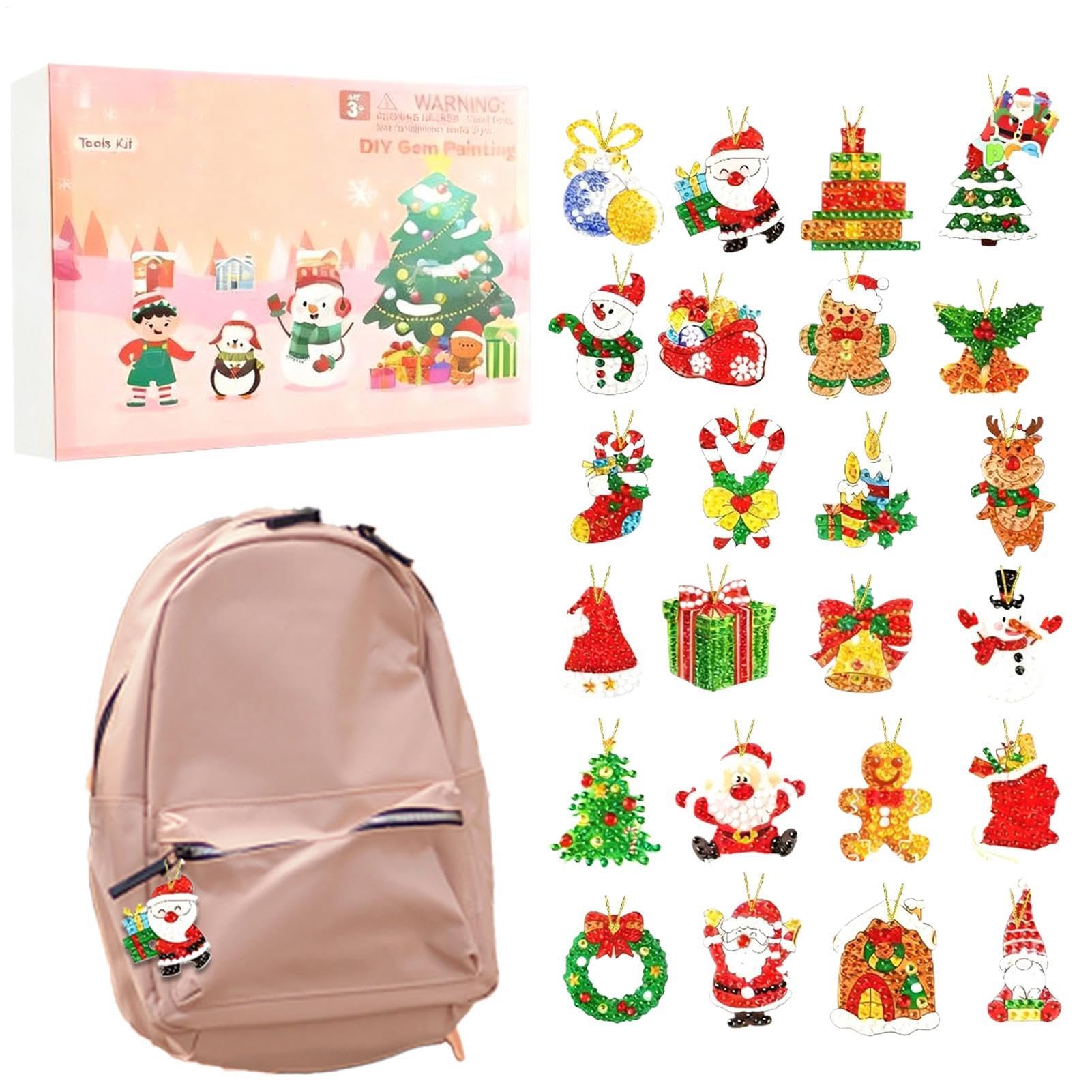 Adventskalender 2D Acryl Glitzernd Ornament | 24 Tage Mit Strasssteinen Kunst Weihnachtsbaum Deko für Feiertagsfeier Party Winter Wand Fenster