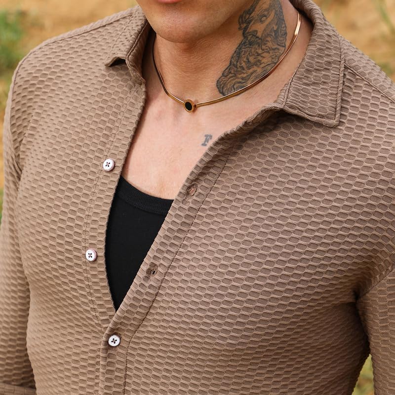 Image of CAHOOT Men's Solid Utility Shirt | Casual Wear | Spread Collar | Long Sleeve | Button Closure | Shirt Crafted with Comfort Fit for Everyday Wear
